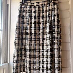 Ann May 100% Woven Quiet Luxury Career Girl Silk Plaid Pencil Skirt Sz8